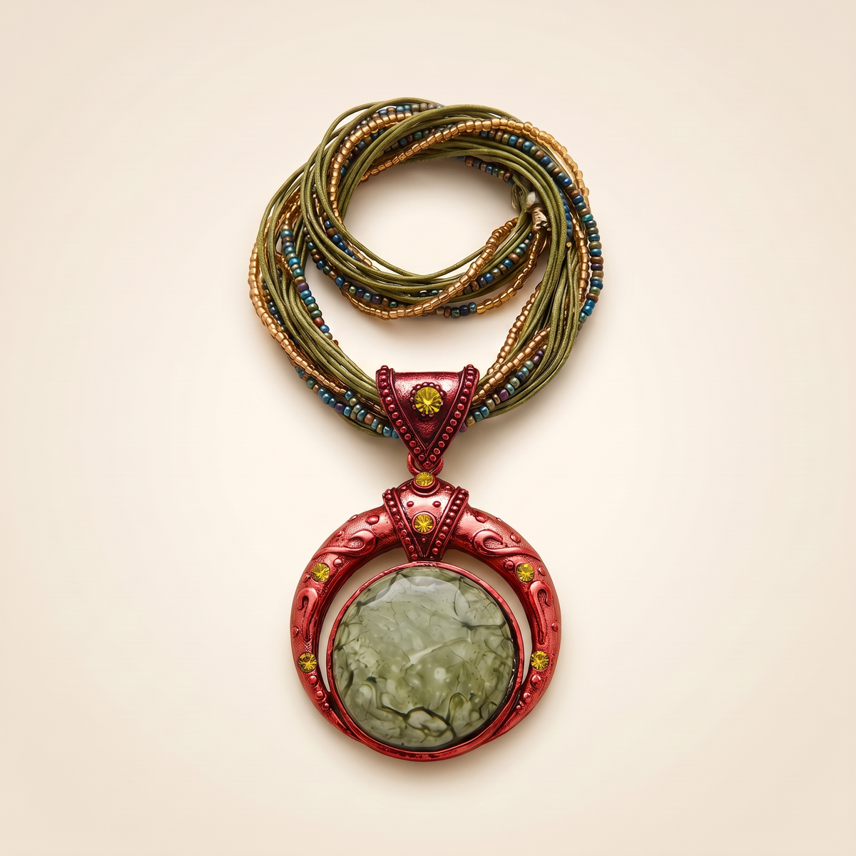 Bohemian Pendant Necklace – red