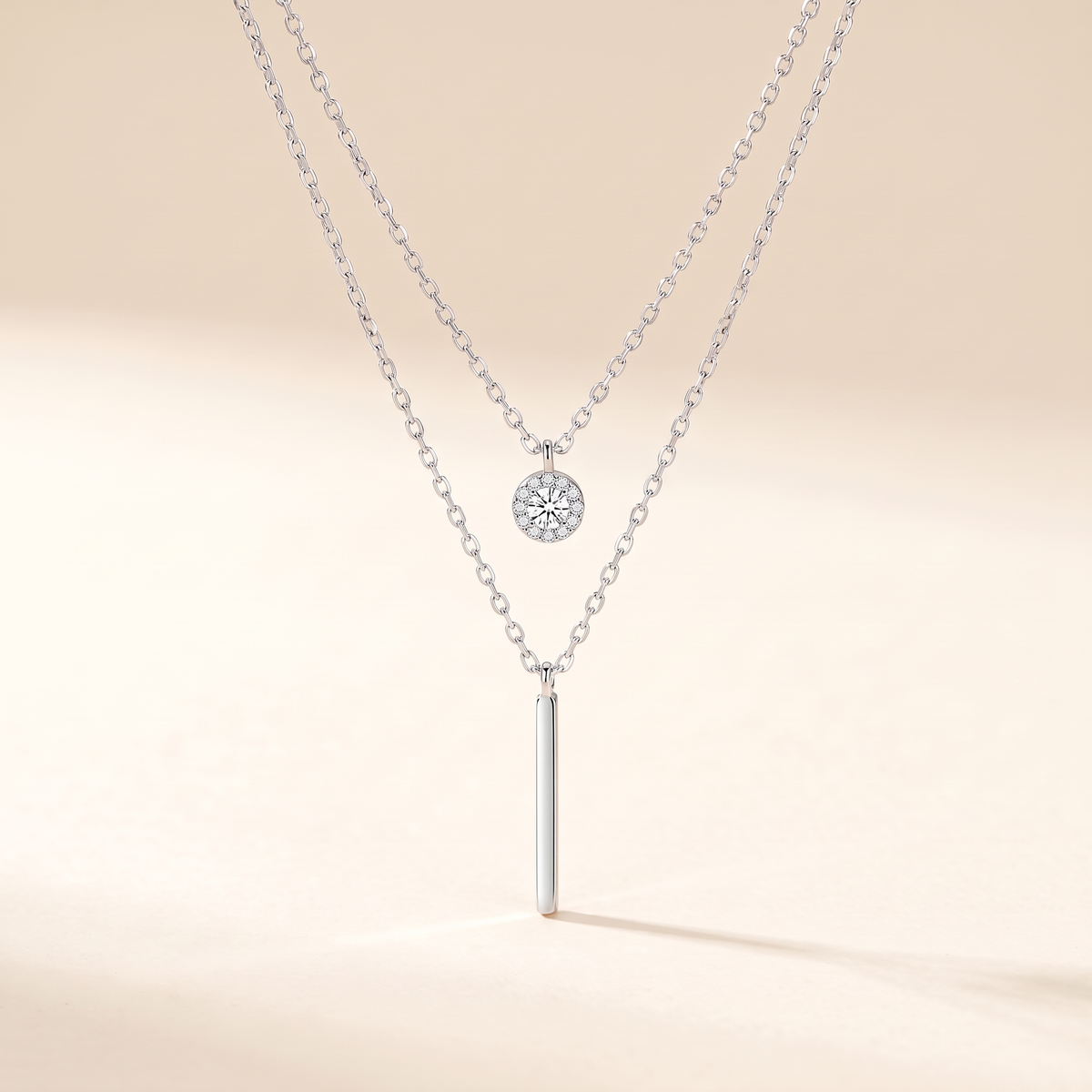Double-Layer Sterling Silver Necklace – silver