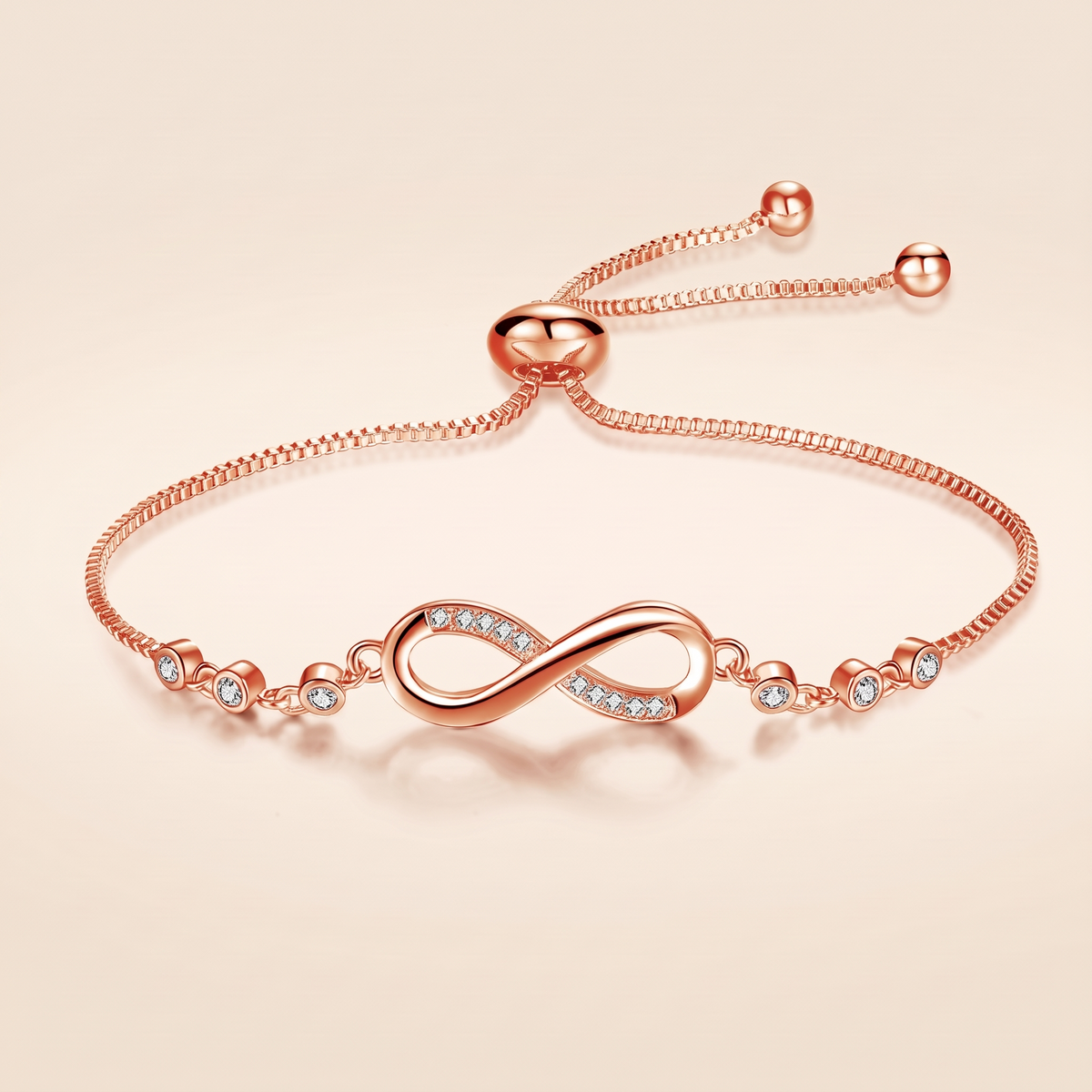 Chic Adjustable Rose Gold Infinity Bracelet – rose gold