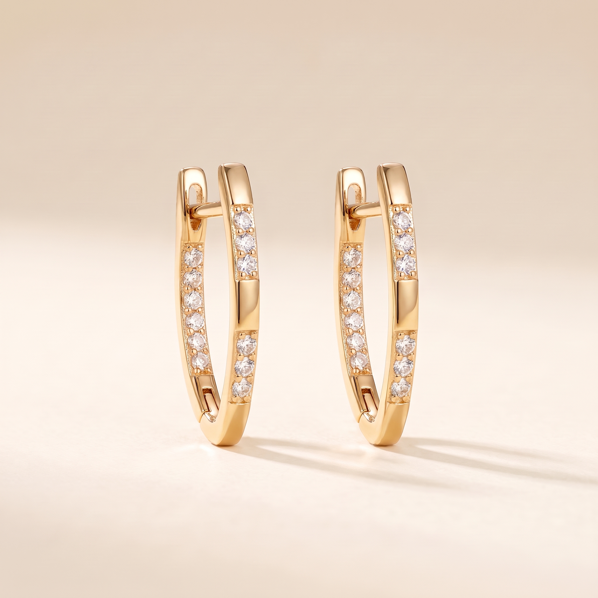 Sophisticated Earrings with Zircon Stones – gold