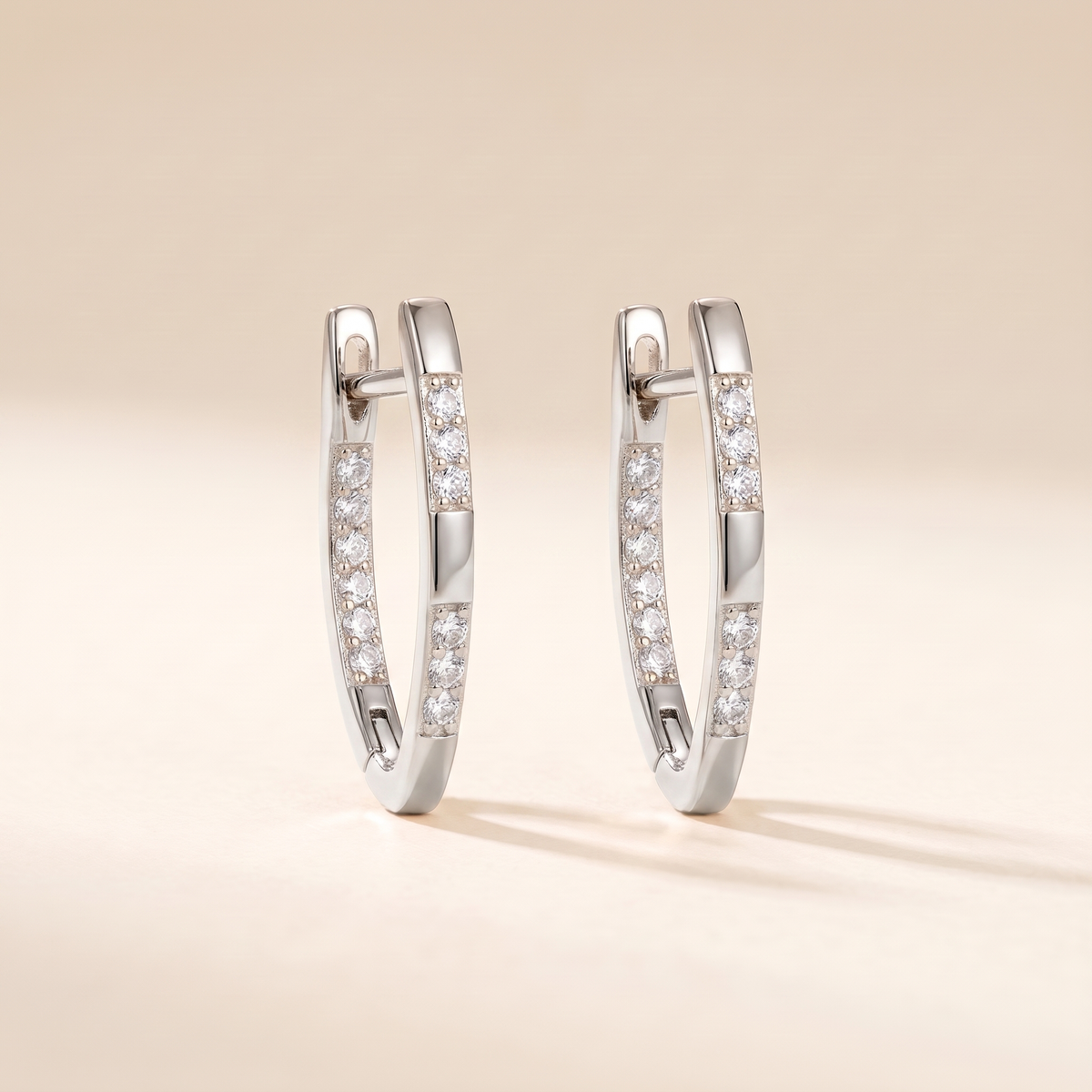 Sophisticated Earrings with Zircon Stones – silver