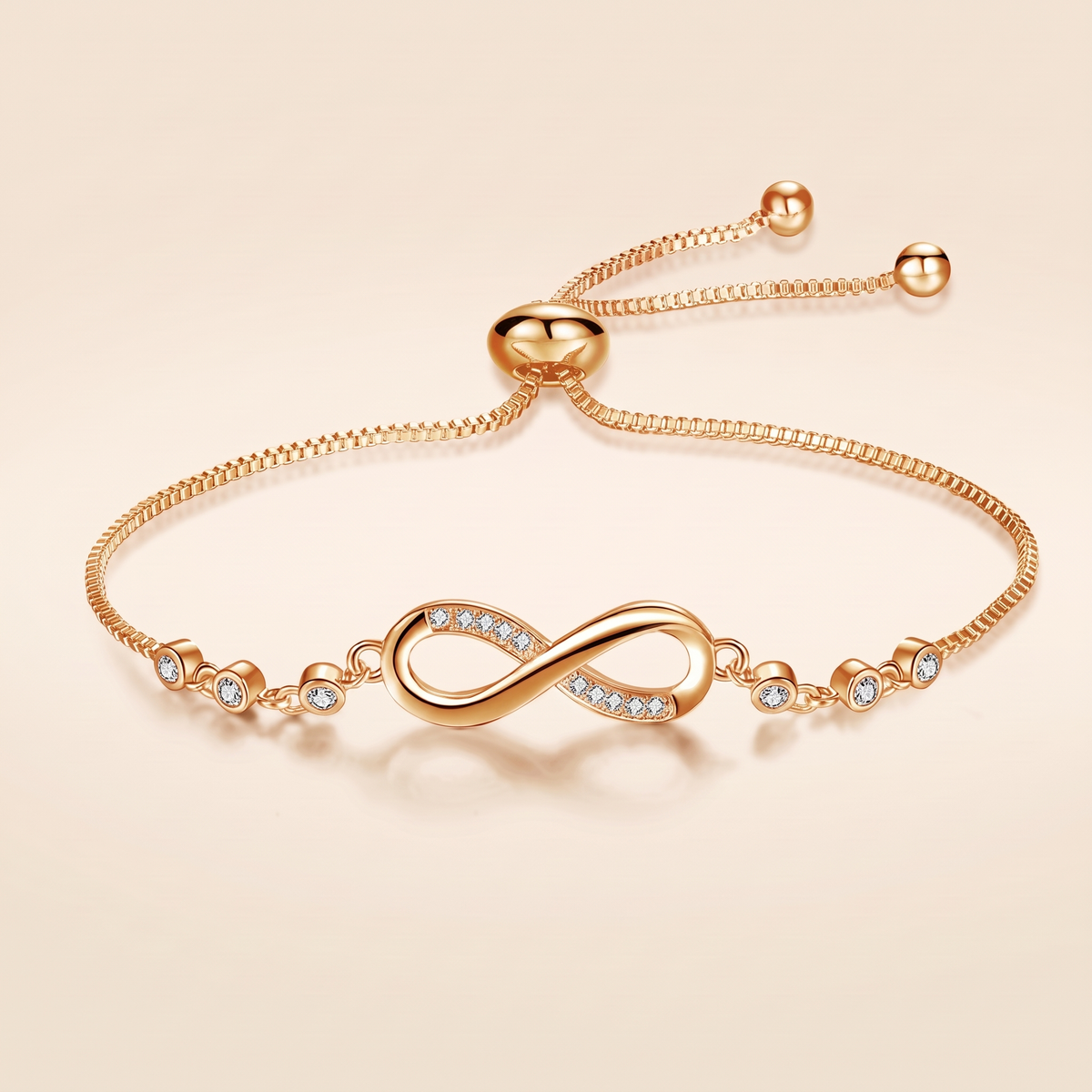 Chic Adjustable Rose Gold Infinity Bracelet – gold