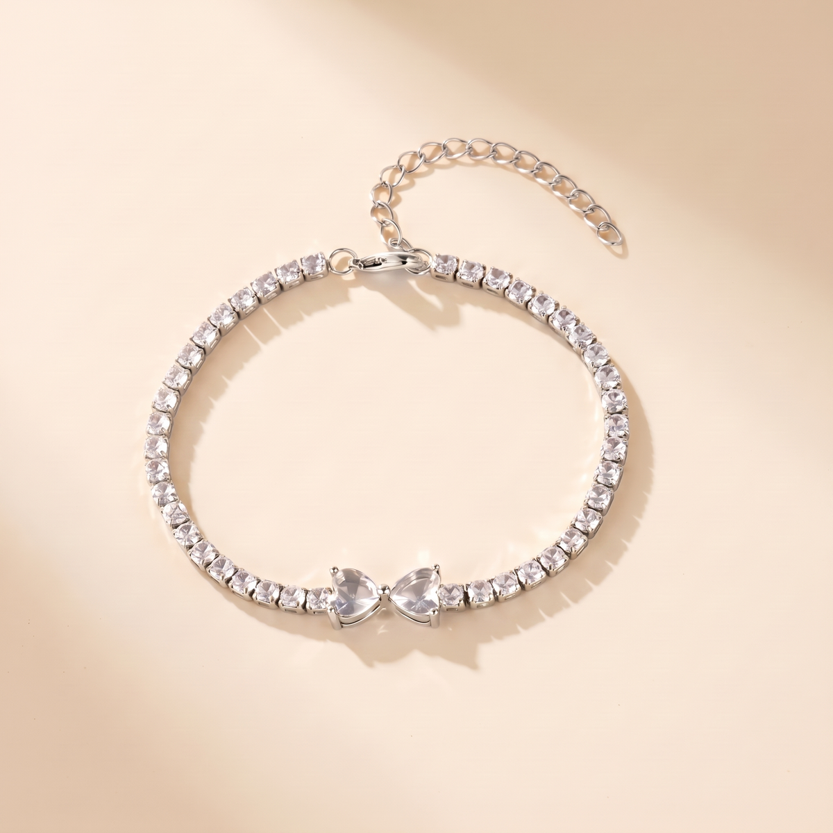Sparkling Crystal Bow Tennis Bracelet – silver