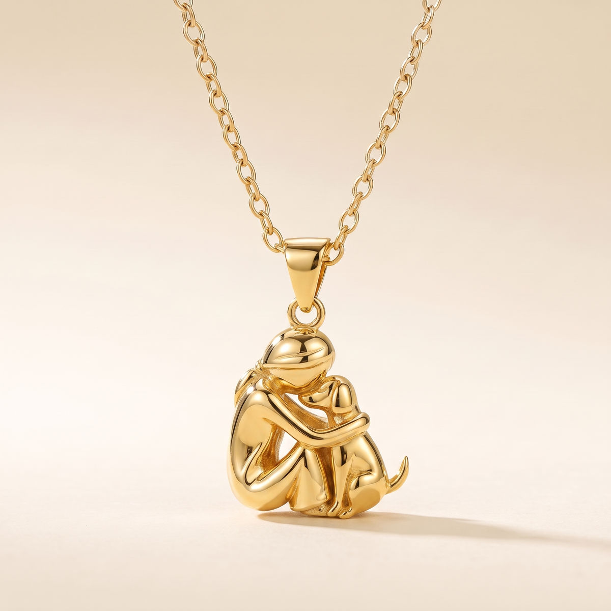 Dog Memorial Hug Pendant Necklace – gold