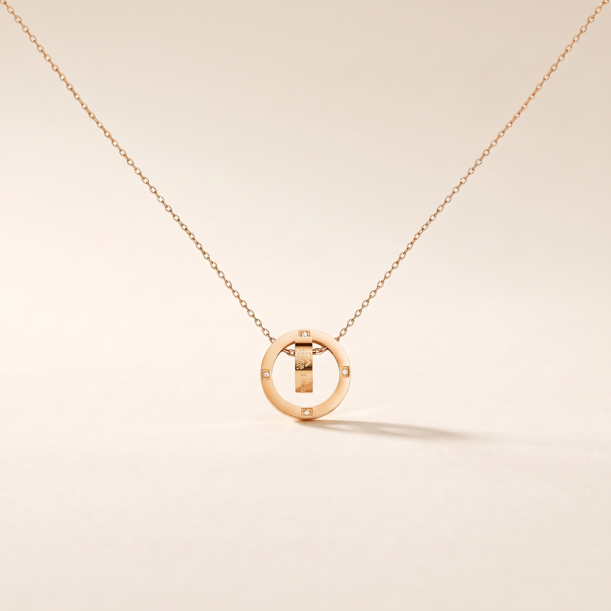 Diamond Circle Pendant Necklace – rose gold