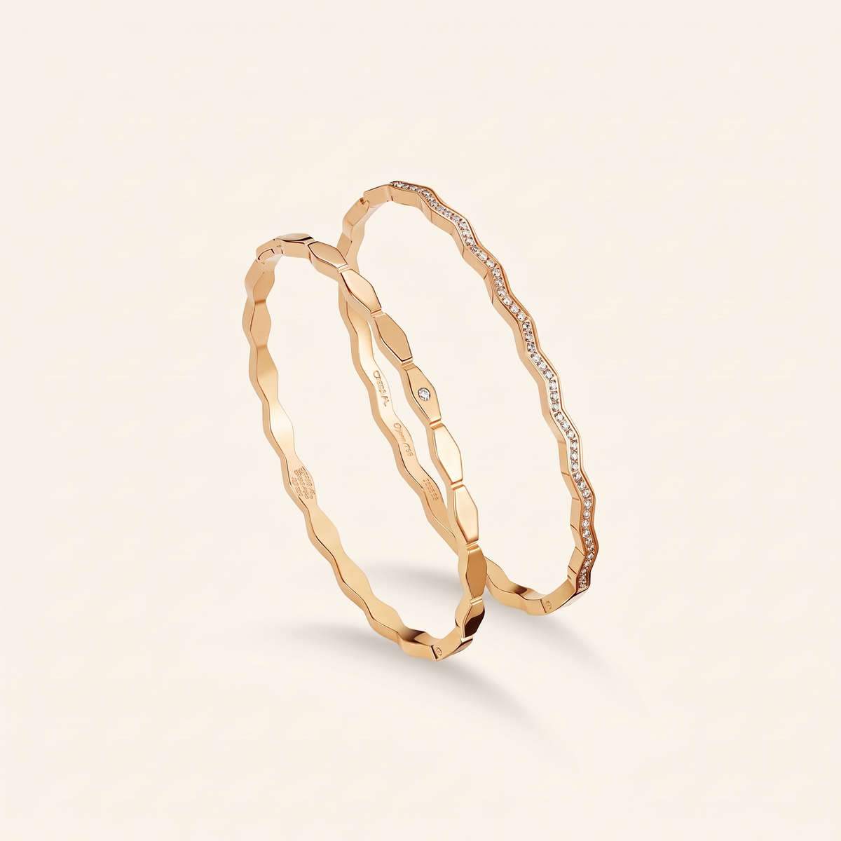 Wavy Crystal Double Band Bracelet – gold