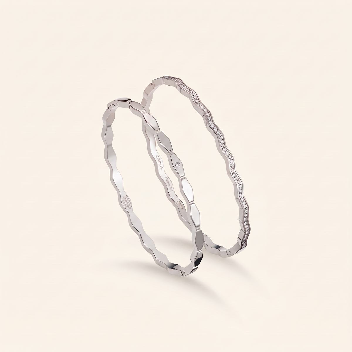 Wavy Crystal Double Band Bracelet – silver