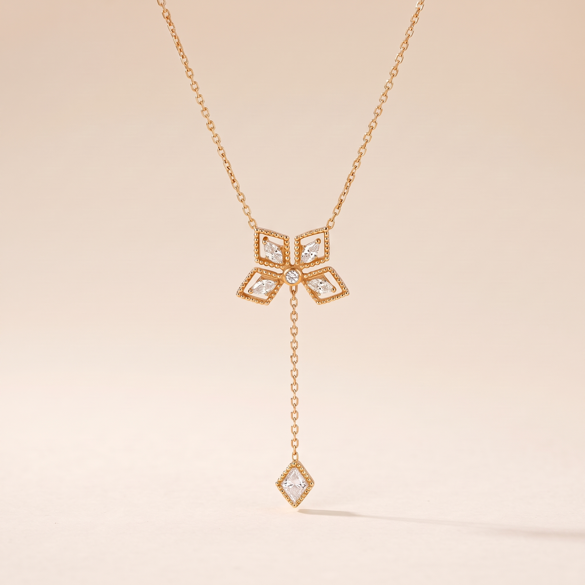 Floral Crystal Pendant Necklace – gold