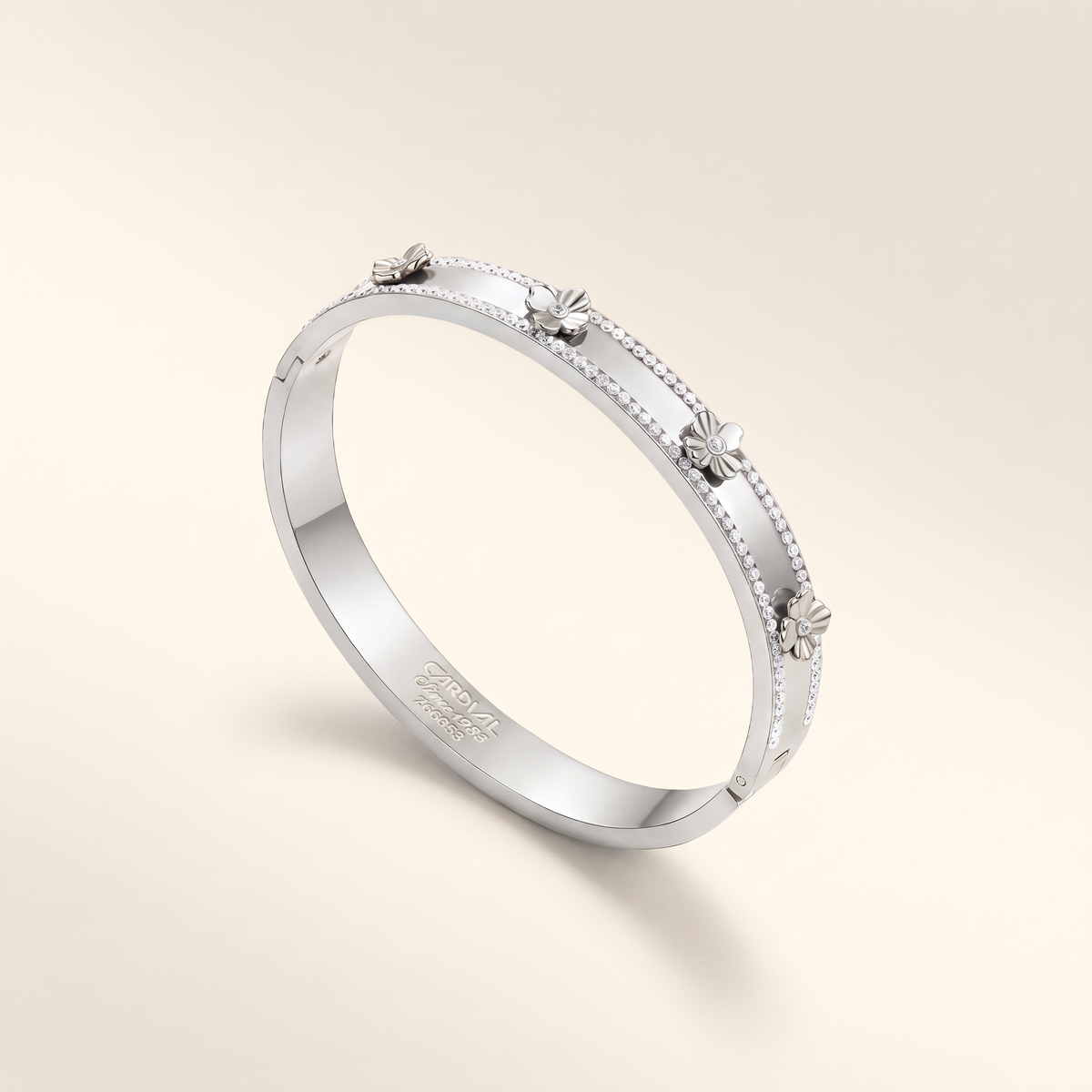 Floral Crystal Bangle Bracelet – silver