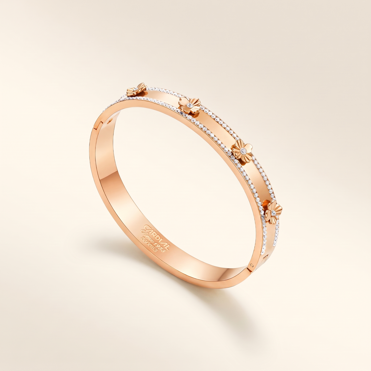 Floral Crystal Bangle Bracelet – rose gold