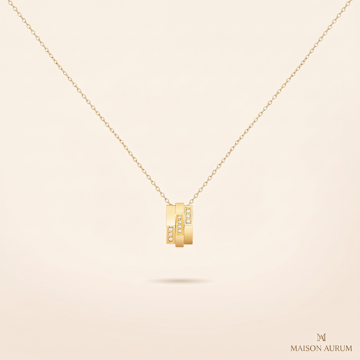 Crystal Geometric Drop Necklace – gold