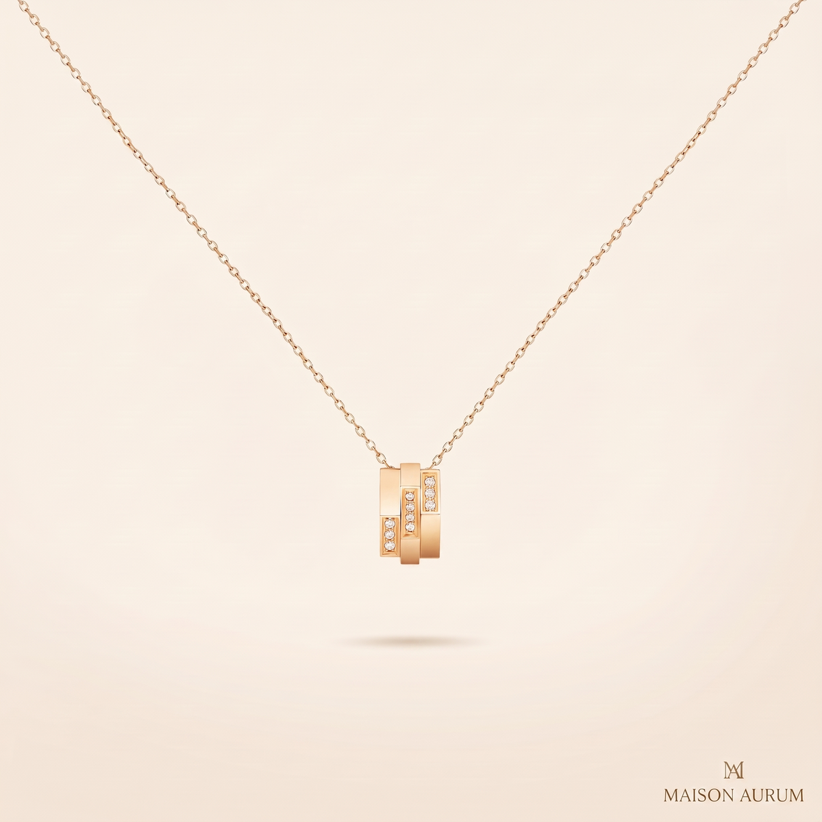 Crystal Geometric Drop Necklace – rose gold