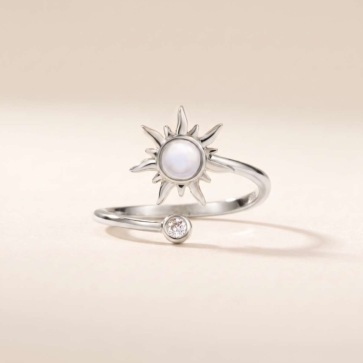 Opal Sun Fidget Spinner Ring – silver