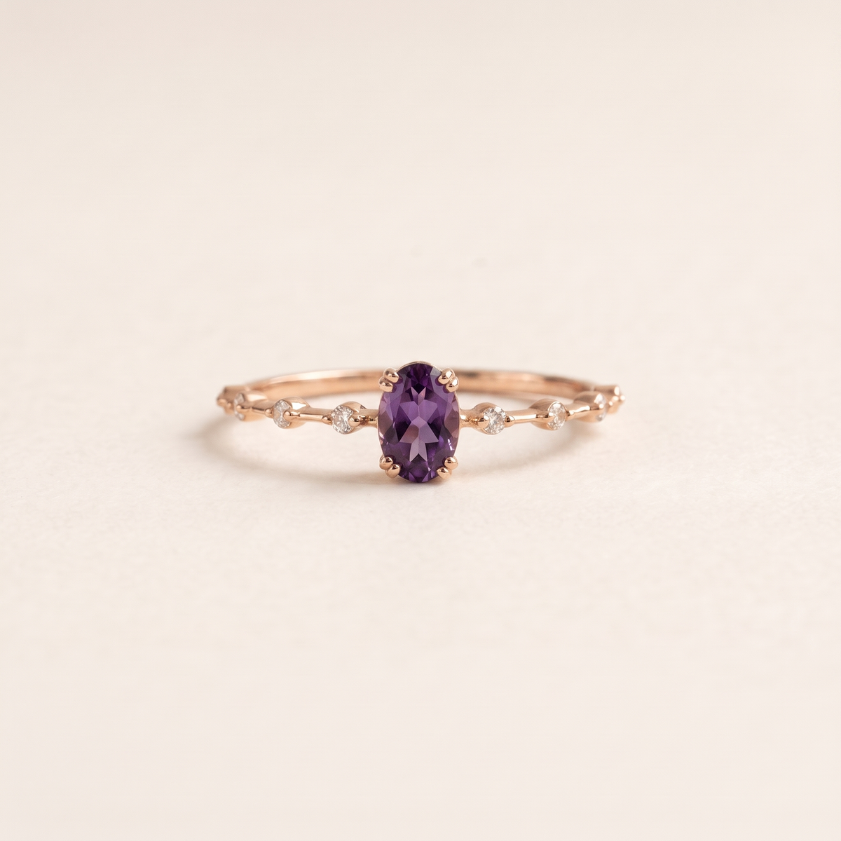 Oval Amethyst Stacking Ring – rose gold