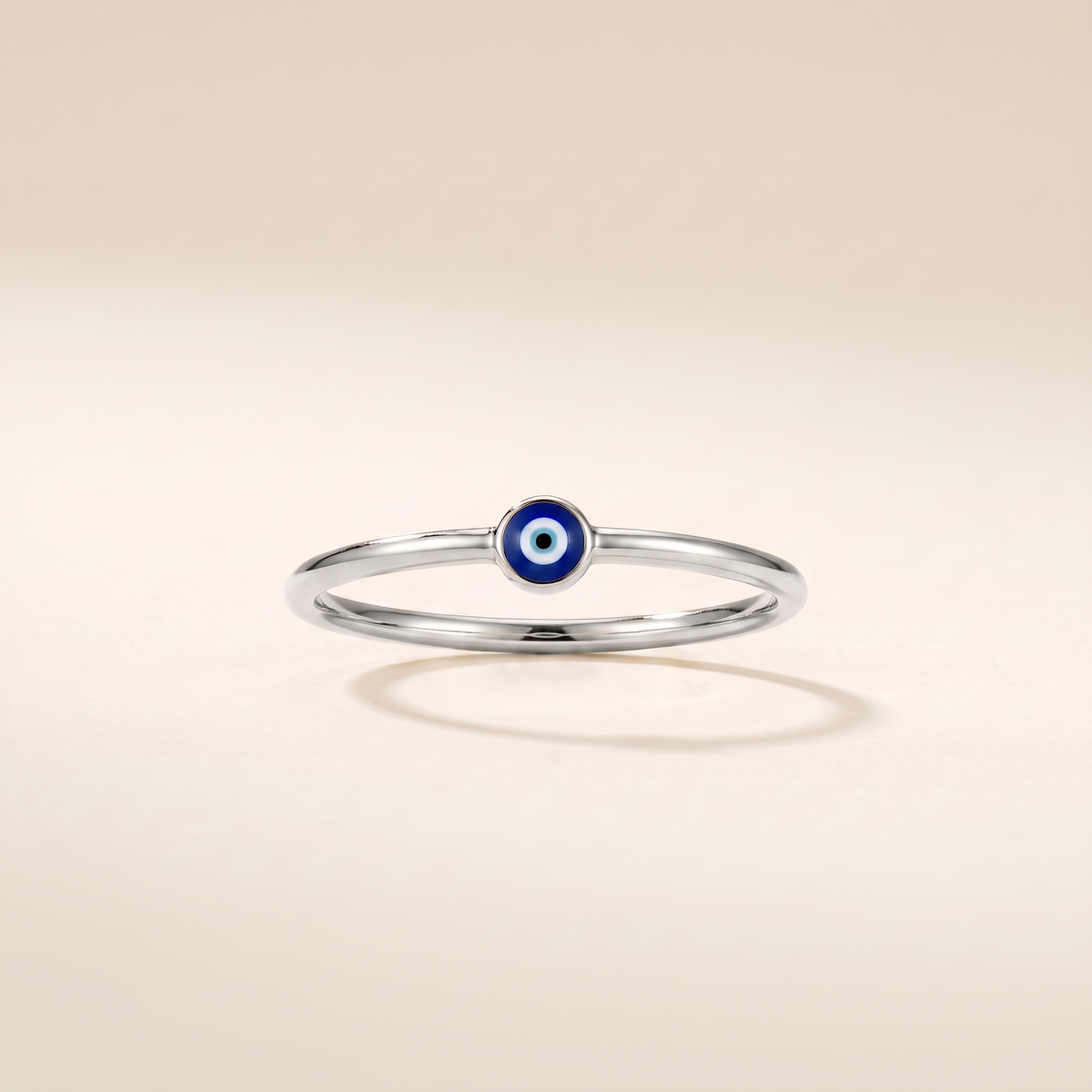 Blue Evil Eye Stacking Ring – silver