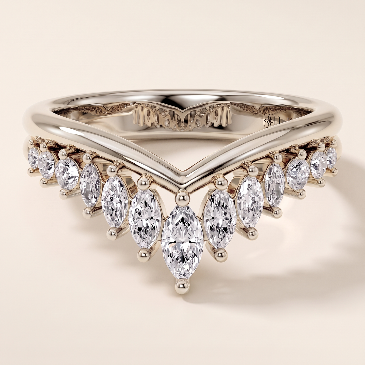 Chevron Marquise Diamond Half Eternity Ring – white gold