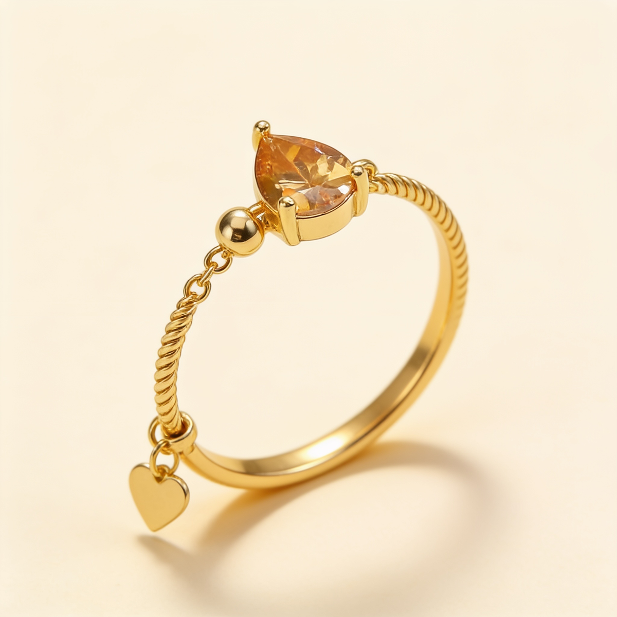 Colorful Rhinestone Open Ring – Champagne Gold