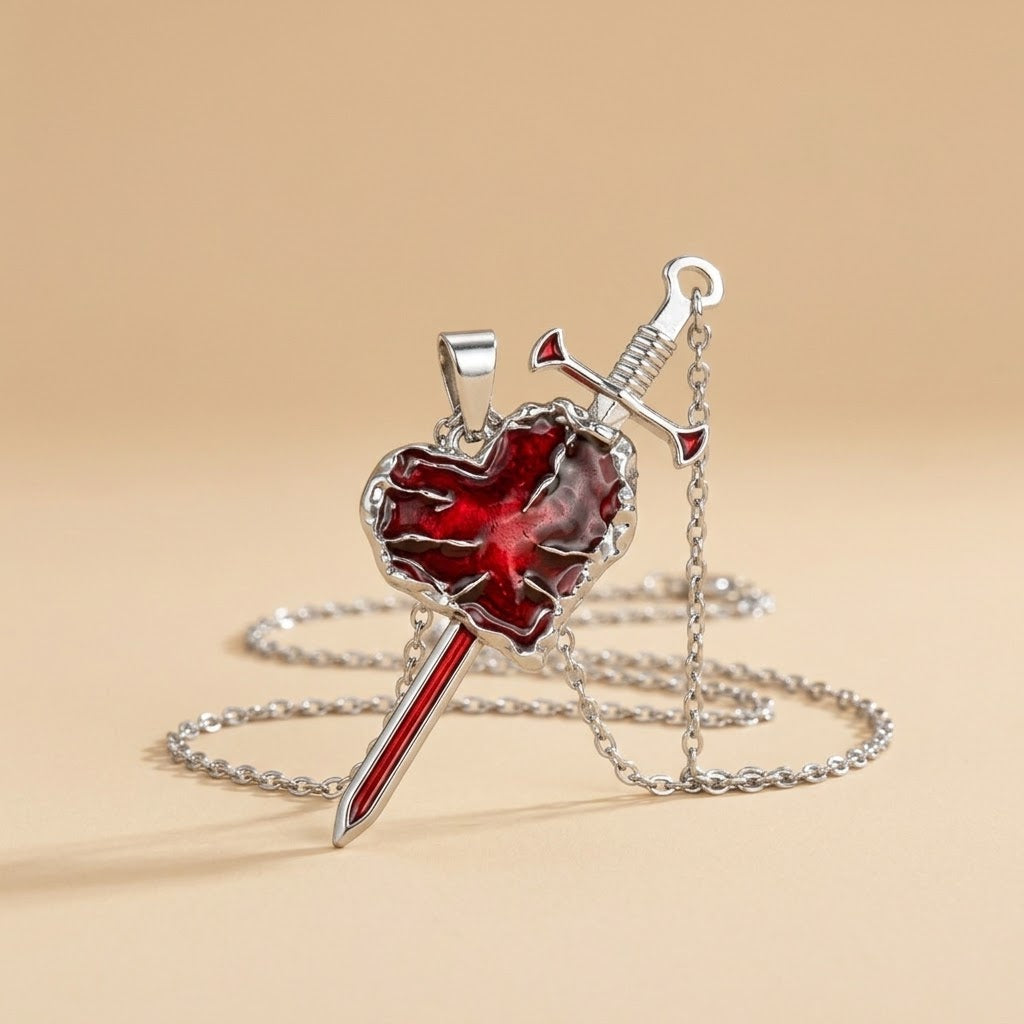 Gothic Love Heart Sword Pendant