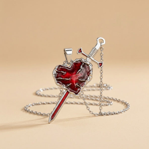 Gothic Love Heart Sword Pendant