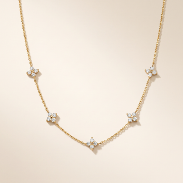 Zircon-Embellished Flower Necklace – Albella Jewelry