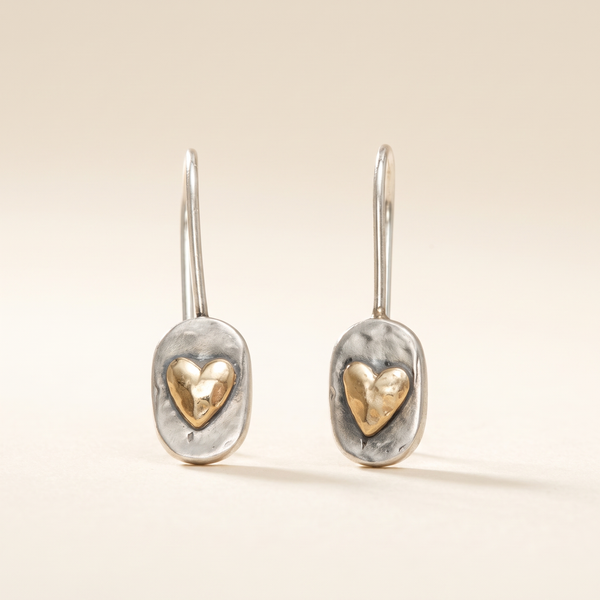 Vintage Gold Heart Inlay Earrings – Albella Jewelry