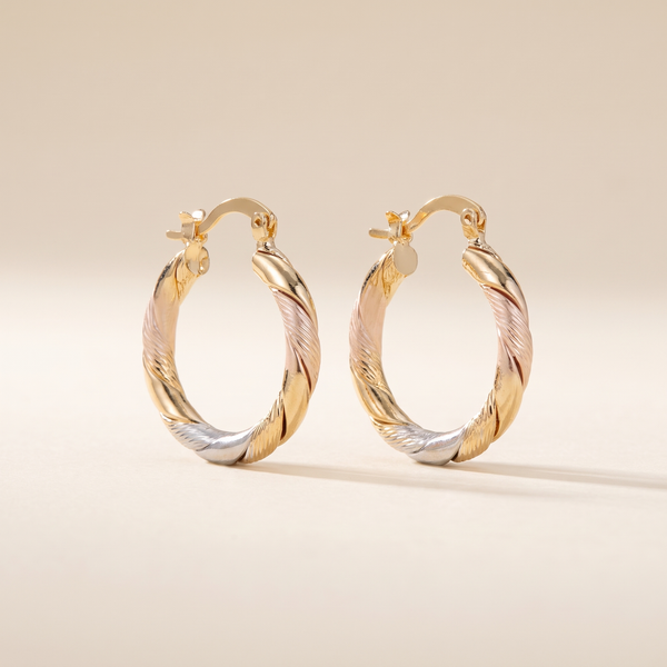Vintage Round Hoop Earrings – Gold, Silver & Rose Tone – Albella Jewelry