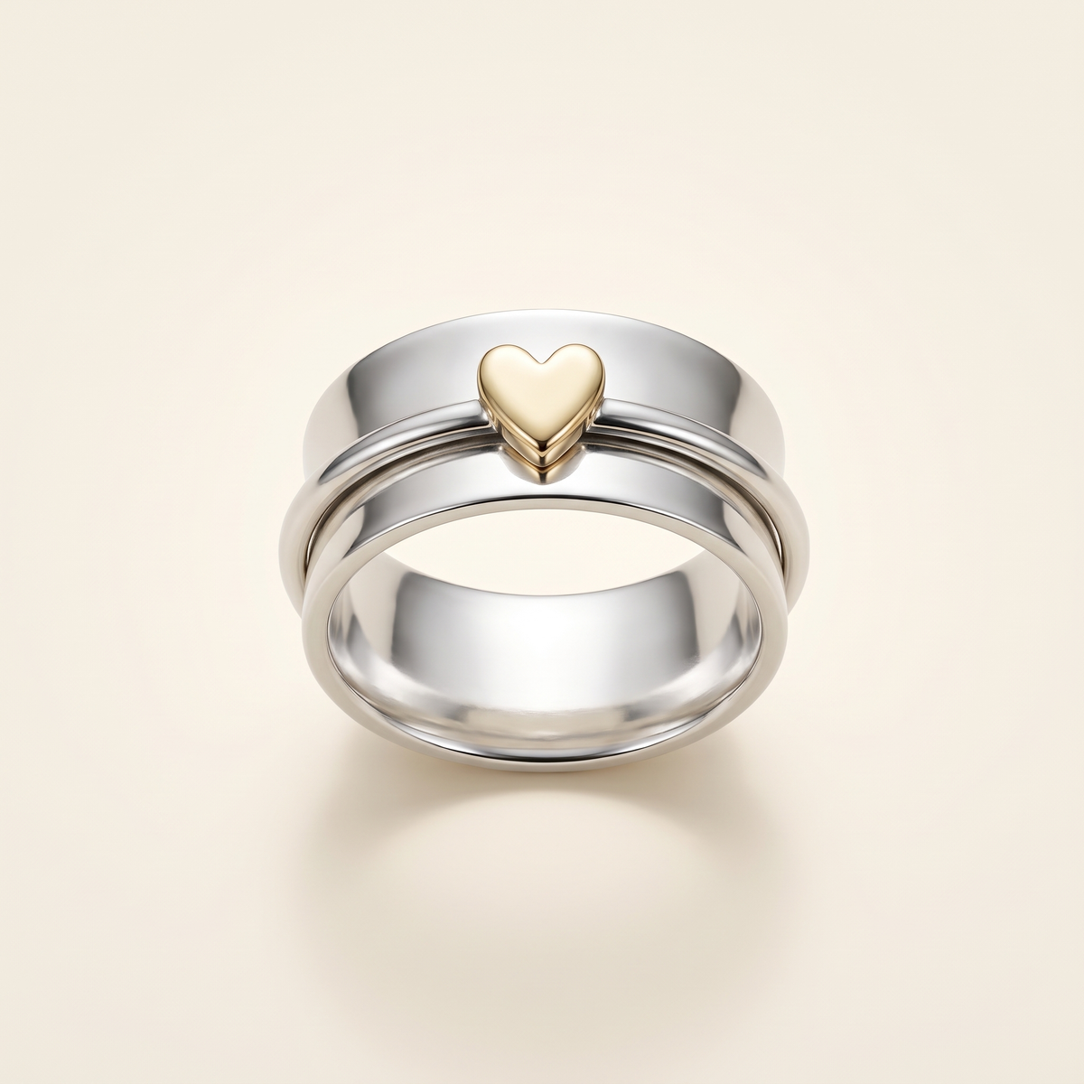 Vintage Silver Ring with Gold Heart – Albella Jewelry