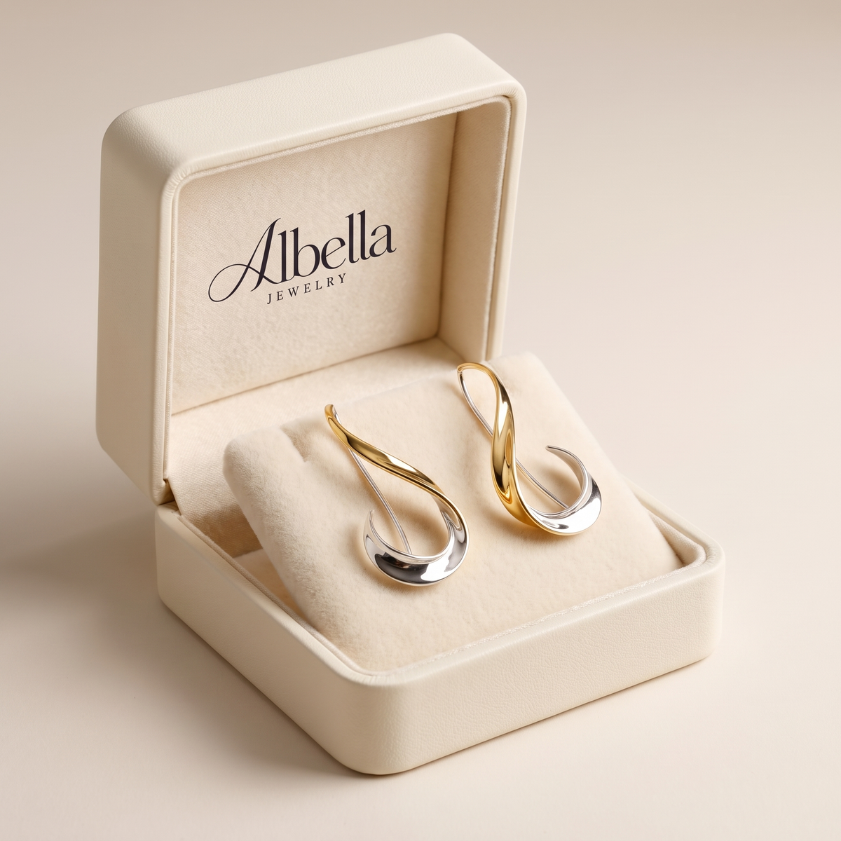 Refined Timeless Gold Earrings in Albella Jewelry gift box