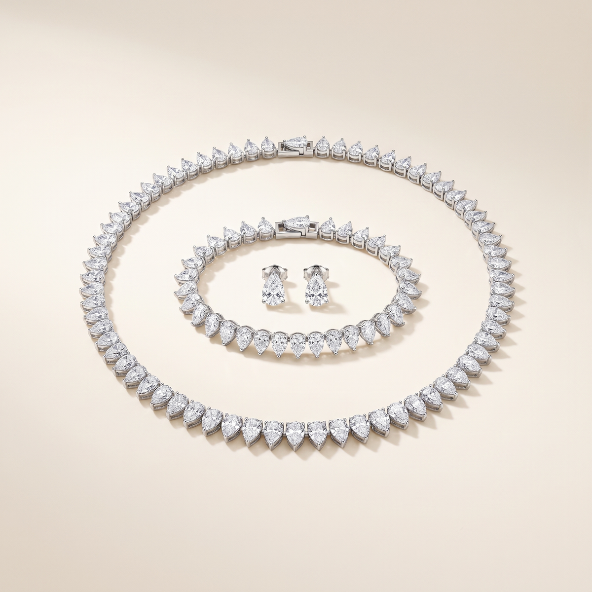 Complete Bridal Set with Round Clear Cubic Zirconia – Albella Jewelry