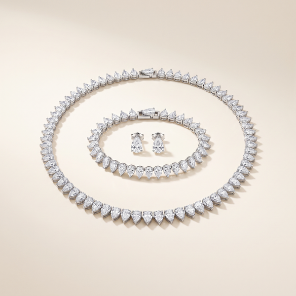 Complete Bridal Set with Round Clear Cubic Zirconia – Albella Jewelry