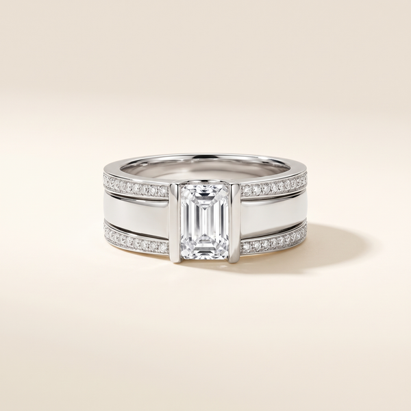 Antique Glass Inlay Ring – White Gold – Albella Jewelry