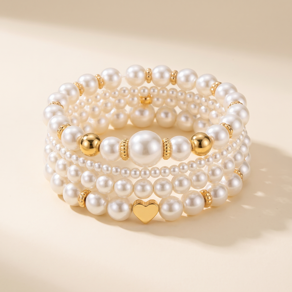 Exquisite Pearl Bracelet Set – Gold – Albella Jewelry