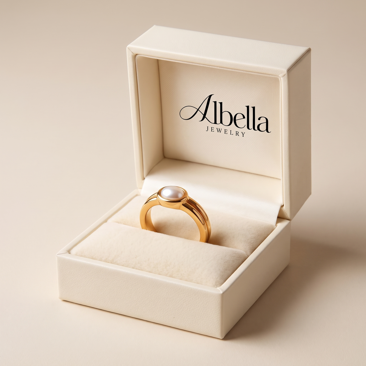 Lunara Pearl Ring – Gold in Albella Jewelry gift box