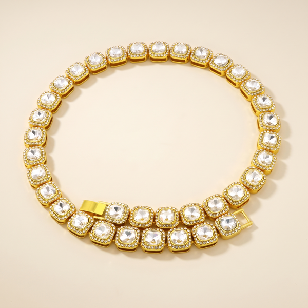 Victoria Square Tennis Necklace – Gold – Albella Jewelry