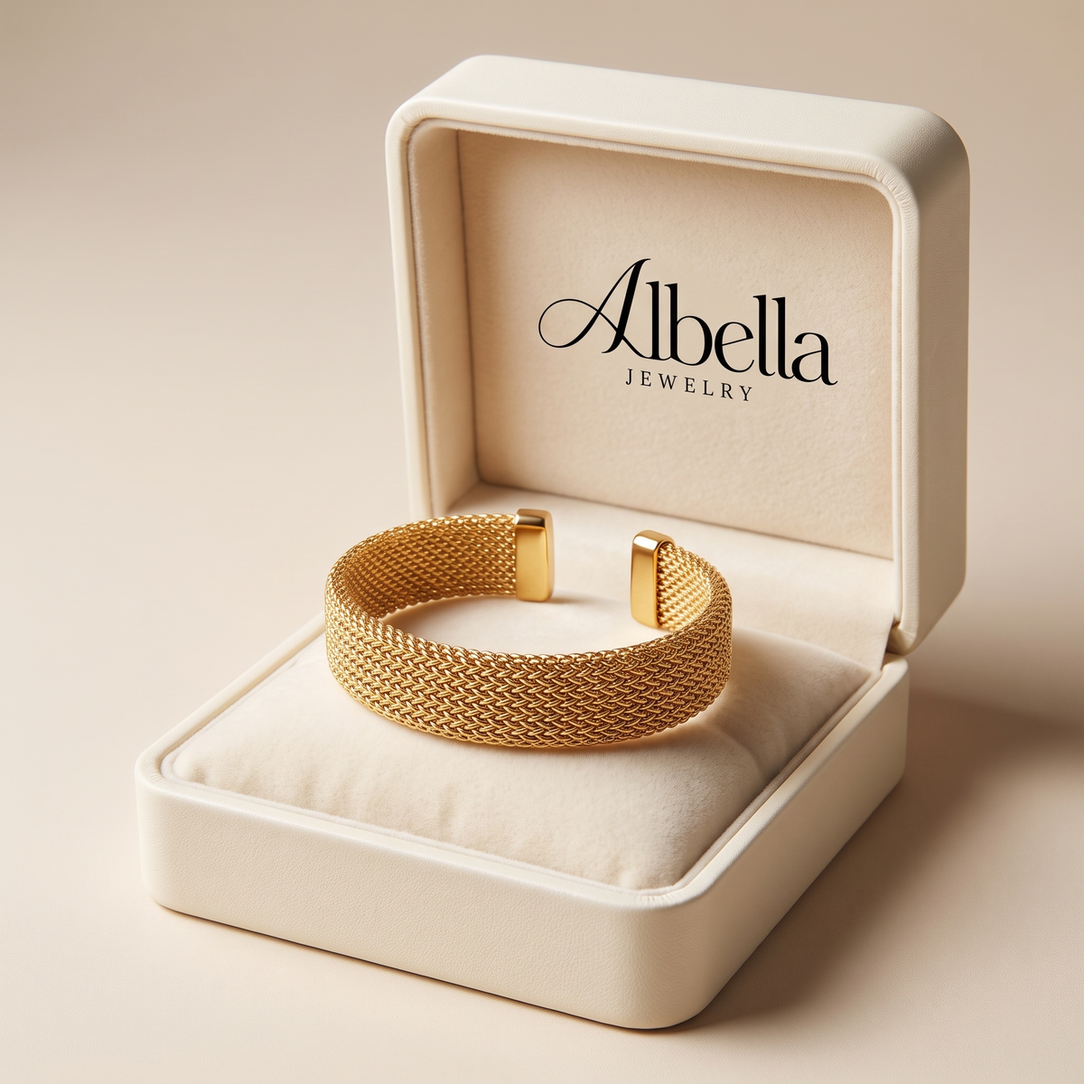 Vintage Woven Open Cuff Bracelet in Albella Jewelry gift box
