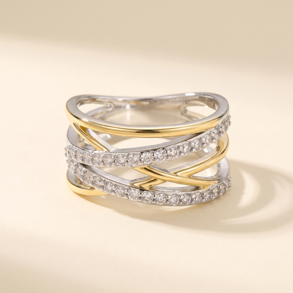 Radiance Zirconia Ring – Silver & Gold Mixed – Albella Jewelry