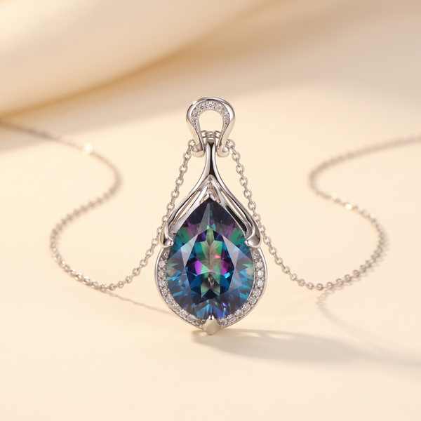 Sapphire Teardrop Necklace – Silver – Albella Jewelry