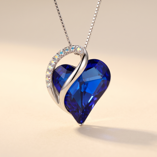 Sapphire Heart Necklace – Silver – Albella Jewelry
