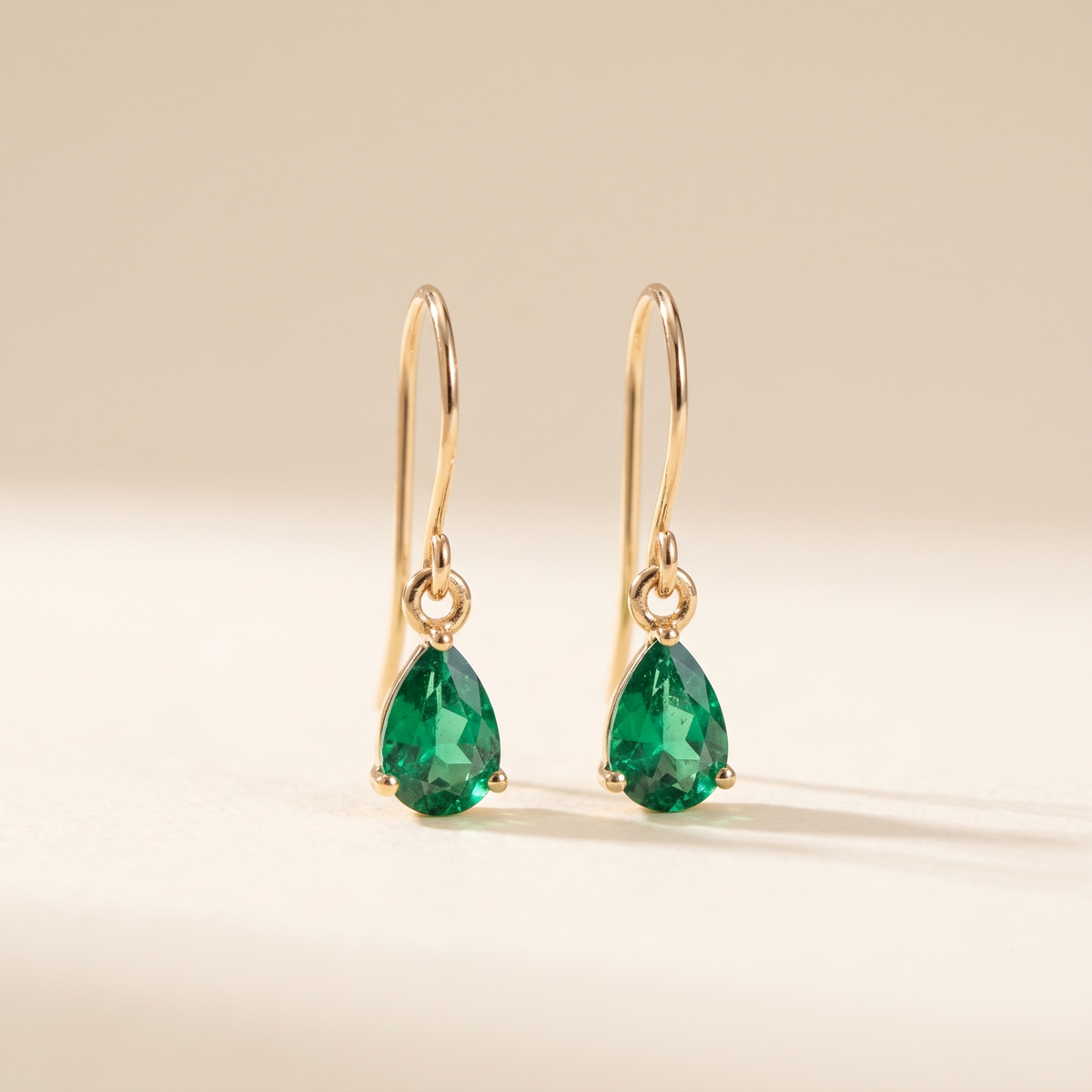 Emerald Teardrop Earrings – Gold – Albella Jewelry