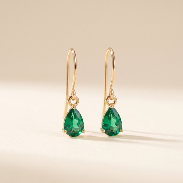 Emerald Teardrop Earrings – Gold – Albella Jewelry