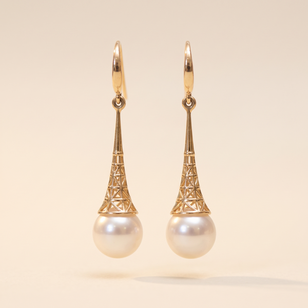 Filigree Pearl Drop Earrings – Gold – Albella Jewelry