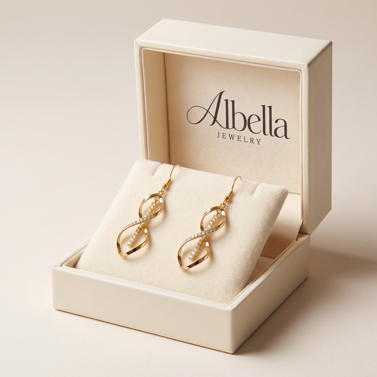 Sunbeam Spiral Earrings – Gold in Albella Jewelry gift box
