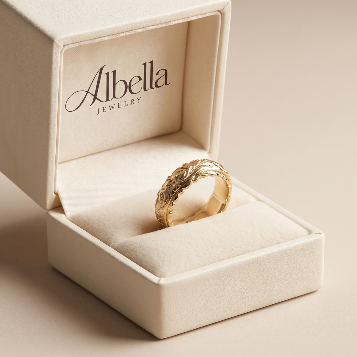 Antique Gold Flower Ring – Gold in Albella Jewelry gift box