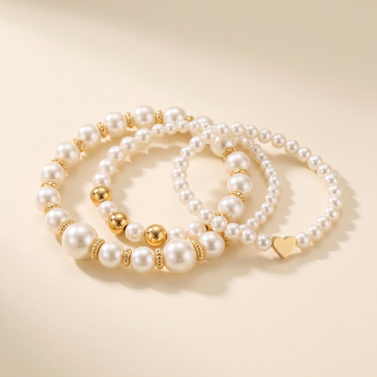 Pearl Bracelet Set – Gold – Albella Jewelry