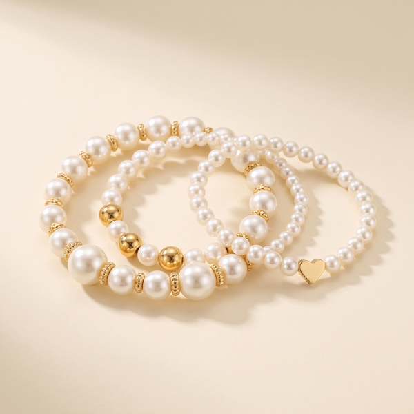 Pearl Bracelet Set – Gold – Albella Jewelry