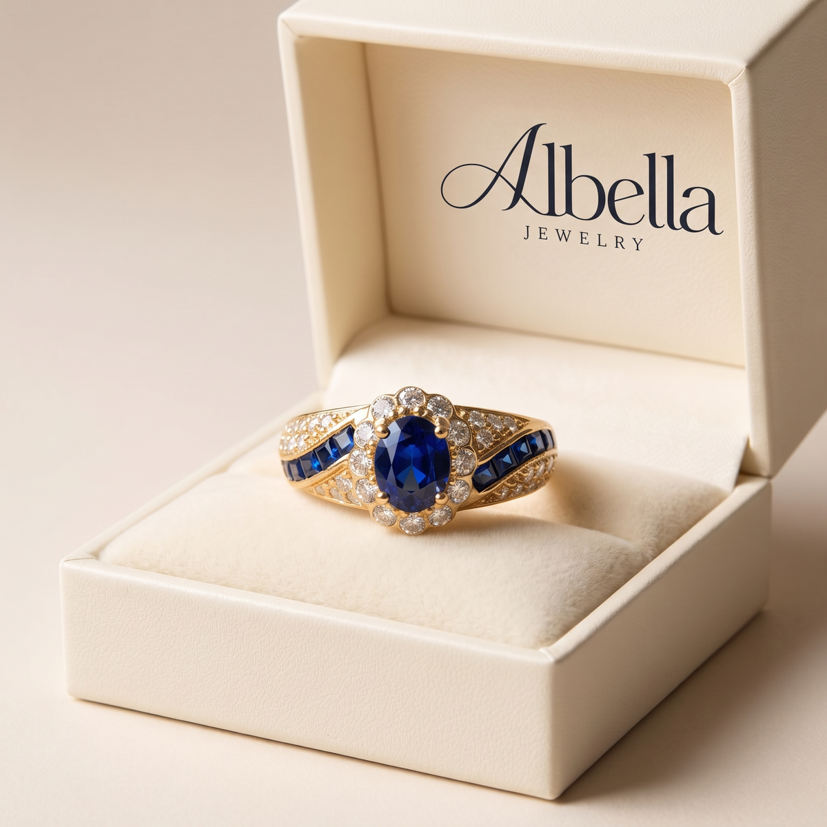 Sapphire Ring – Gold in Albella Jewelry gift box