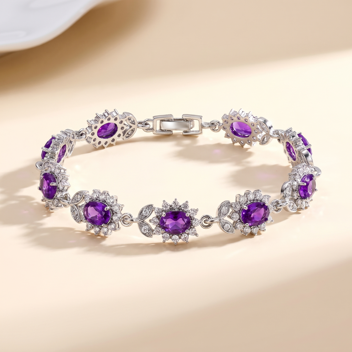 Floral Amethyst Bracelet – Silver – Albella Jewelry