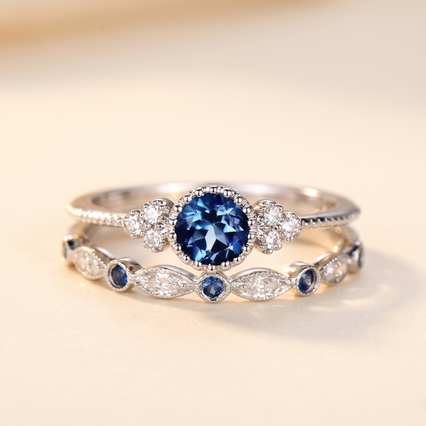Sapphire Halo Ring – Silver – Albella Jewelry