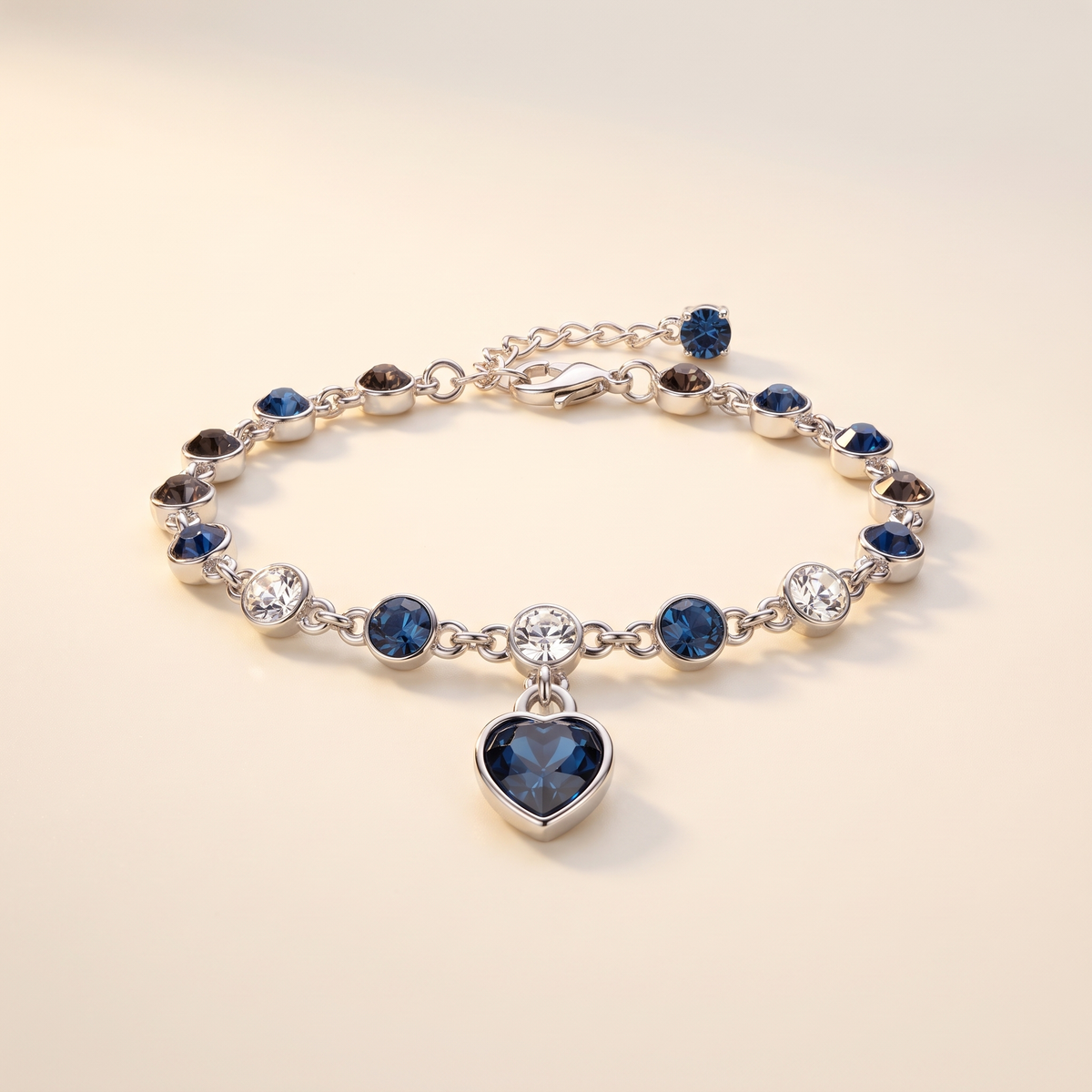 Sapphire Heart Chain Bracelet – Silver – Albella Jewelry