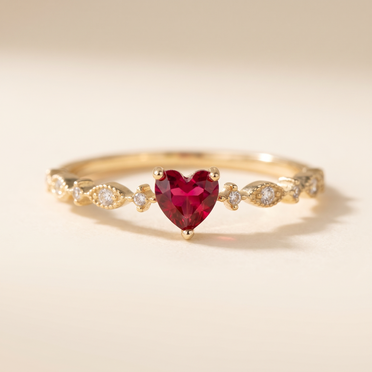 Ruby Heart Ring – Gold – Albella Jewelry